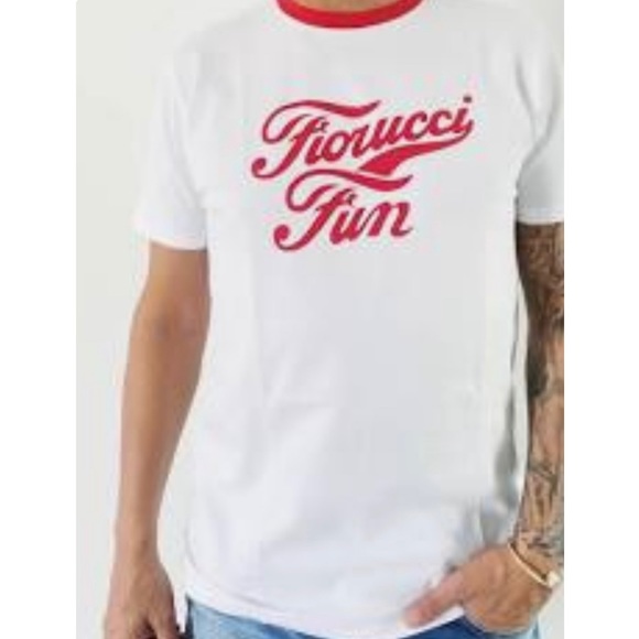 WHITE RED FIORUCCi FUN MEN’S GRAPHIC T-SHIRT - Picture 1 of 3